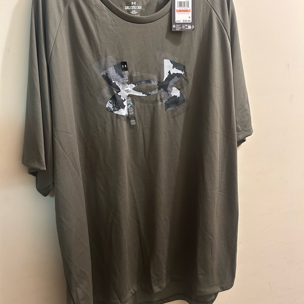 NWT. Under Armour Men's Dark Olive Short Sleeve Tee. Size 3X